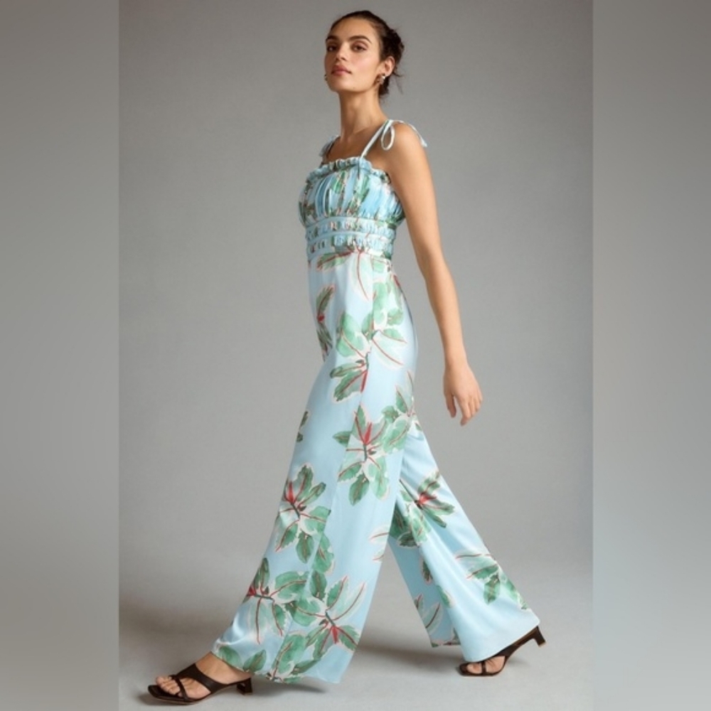 Hutch ANTHROPOLOGIE NWT Tropical Print‎ Sleeveless Wide Leg Jumpsuit Sz 2